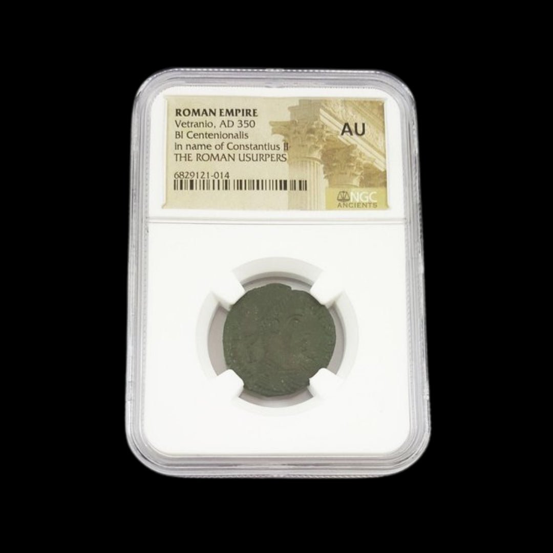 Ancient Roman Bronze Coin of Emperor Vetranio (Short - Reigned Emperor of the Late Roman Empire) - Kinzer Coins
