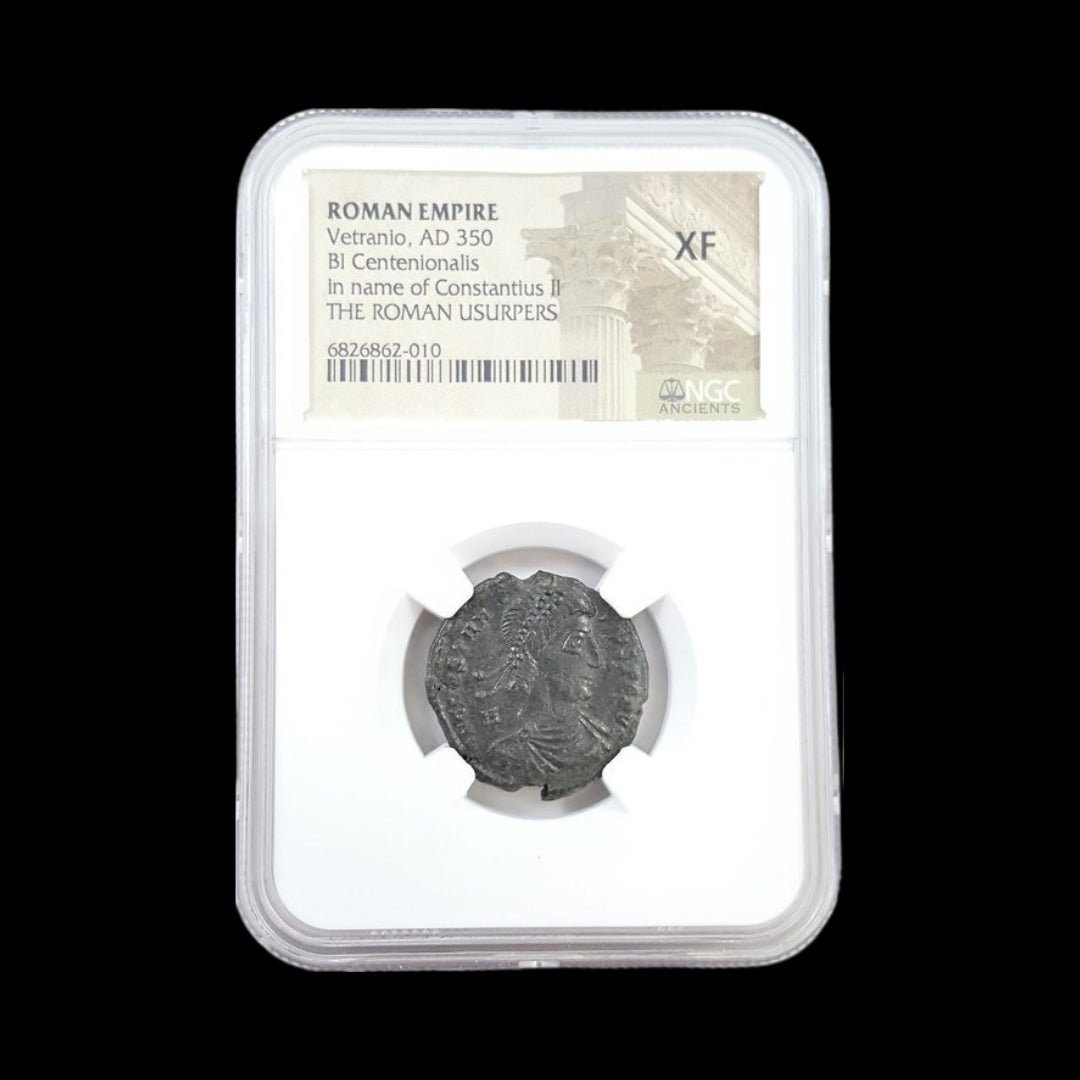 Ancient Roman Bronze Coin of Emperor Vetranio (Short - Reigned Emperor of the Late Roman Empire) - Kinzer Coins