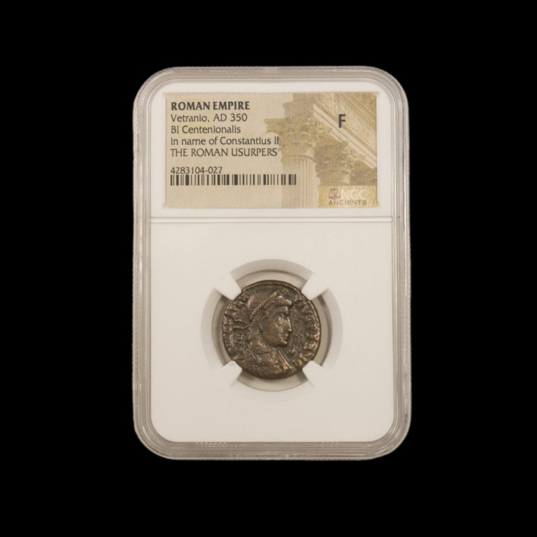 Ancient Roman Bronze Coin of Emperor Vetranio (Short - Reigned Emperor of the Late Roman Empire) - Kinzer Coins