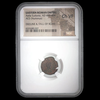 Ancient Roman Bronze Coin of Empress Aelia Eudoxia (Wife of Emperor Arcadius) - Kinzer Coins