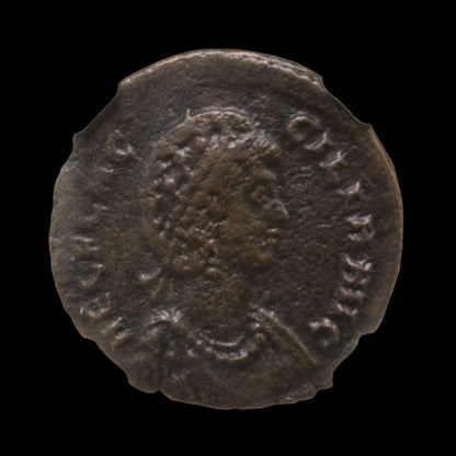 Ancient Roman Bronze Coin of Empress Aelia Flaccilla (Wife of Emperor Theodosius I) - Kinzer Coins