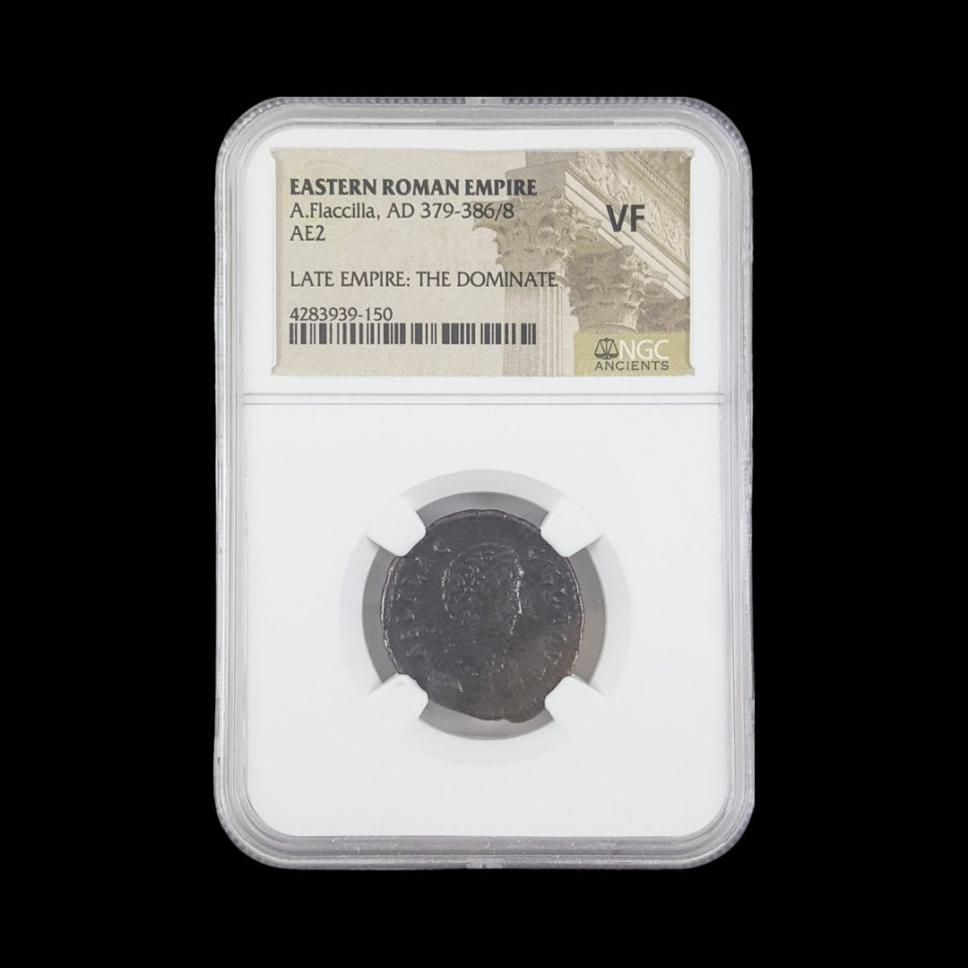 Ancient Roman Bronze Coin of Empress Aelia Flaccilla (Wife of Emperor Theodosius I) - Kinzer Coins