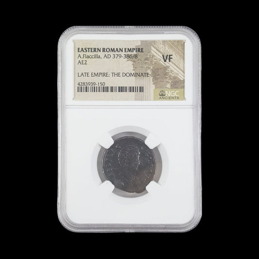 Ancient Roman Bronze Coin of Empress Aelia Flaccilla (Wife of Emperor Theodosius I) - Kinzer Coins