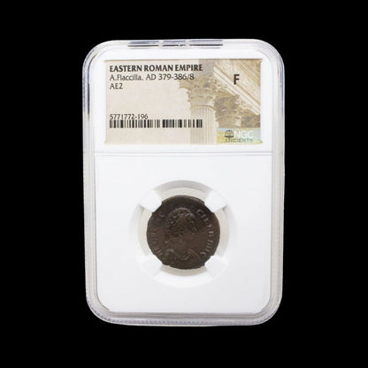 Ancient Roman Bronze Coin of Empress Aelia Flaccilla (Wife of Emperor Theodosius I) - Kinzer Coins