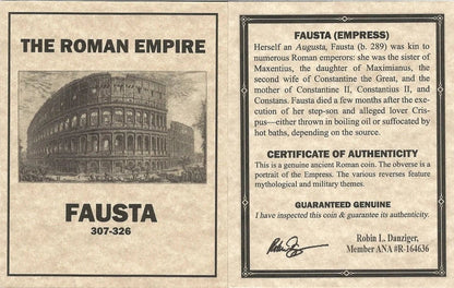 Ancient Roman Bronze Coin of Empress Fausta (Imperial Wife in the Age of Constantine), NGC Certified - Kinzer Coins