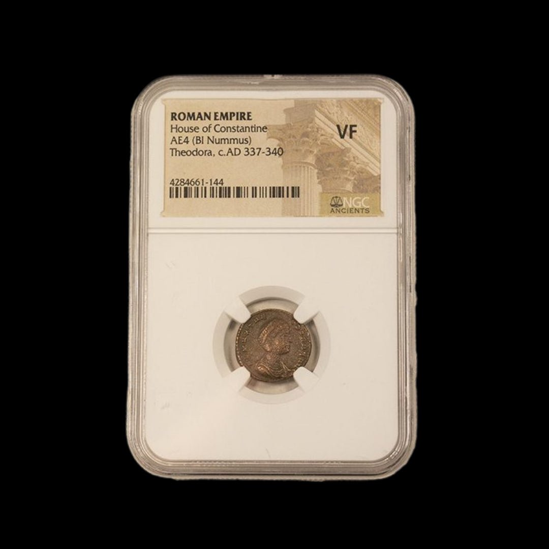 Ancient Roman Bronze Coin of Empress Flavia Maximiana Theodora (Wife of Emperor Constantius I) - Kinzer Coins