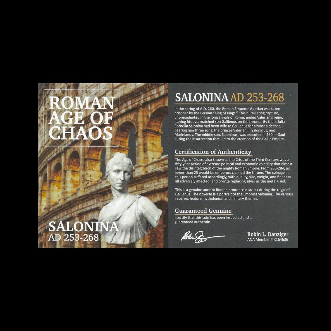 Ancient Roman Bronze Coin of Empress Salonina (Wife of Emperor Gallienus) - Kinzer Coins