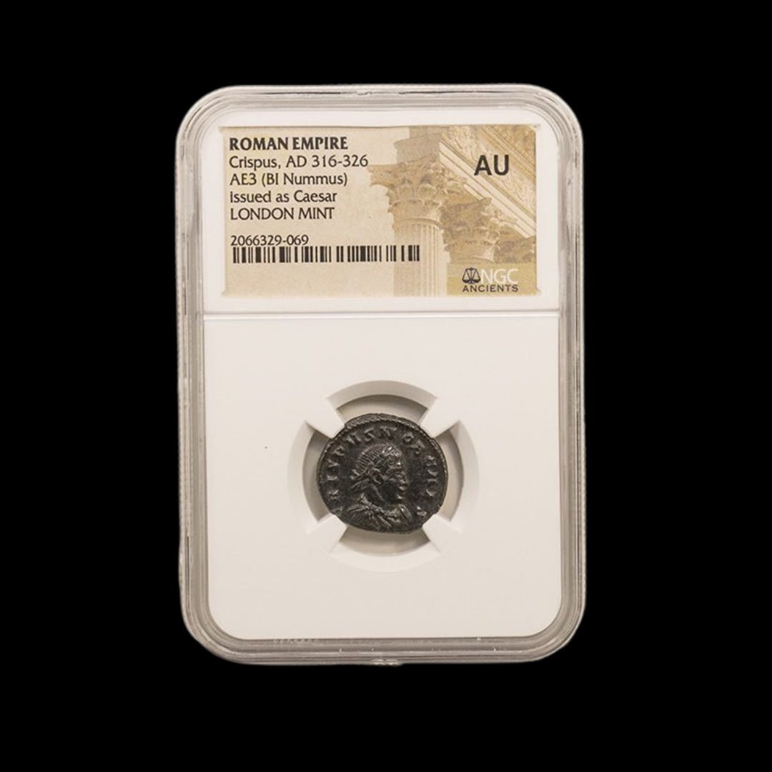 Ancient Roman Bronze Coin of Prince Crispus (London Mint), NGC Certified - Kinzer Coins