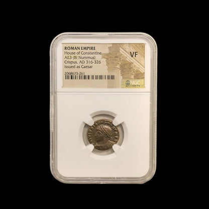Ancient Roman Bronze Coin of Prince Crispus (London Mint), NGC Certified - Kinzer Coins