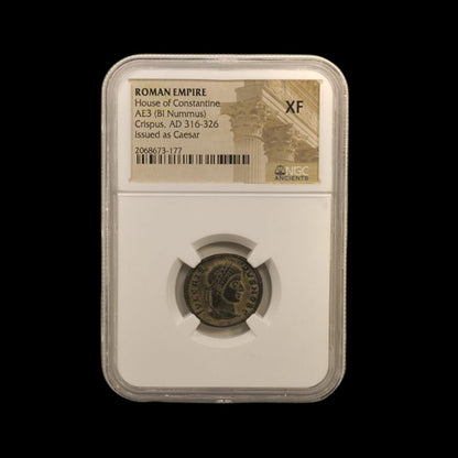 Ancient Roman Bronze Coin of Prince Crispus (London Mint), NGC Certified - Kinzer Coins