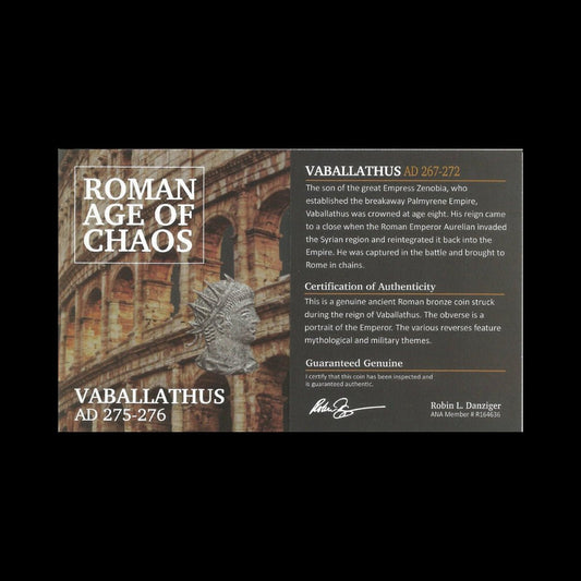 Ancient Roman Bronze Coin of Vabalathus and Emperor Aurelian (Rome and Palmyra United) - Kinzer Coins