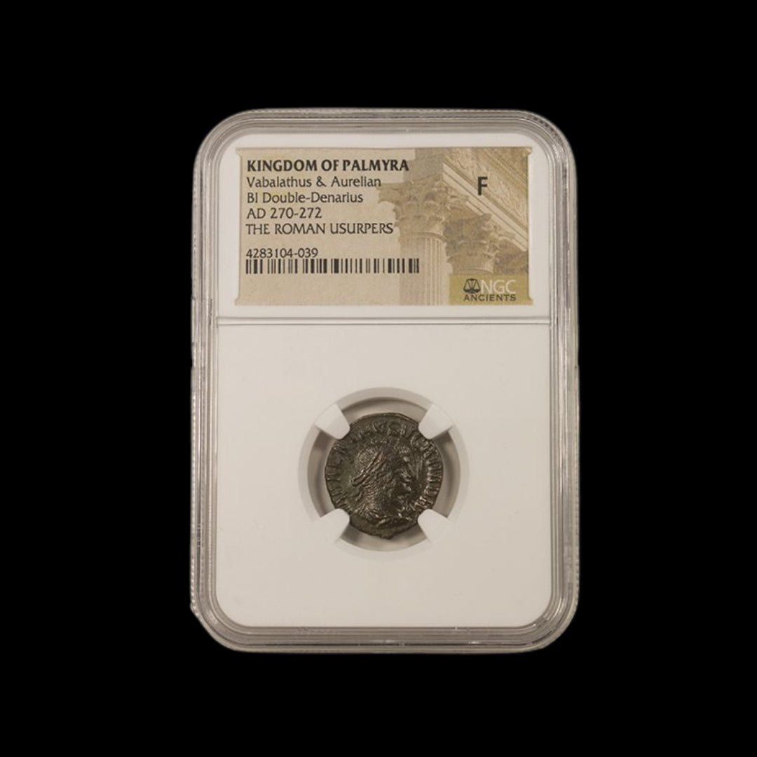 Ancient Roman Bronze Coin of Vabalathus and Emperor Aurelian (Rome and Palmyra United) - Kinzer Coins