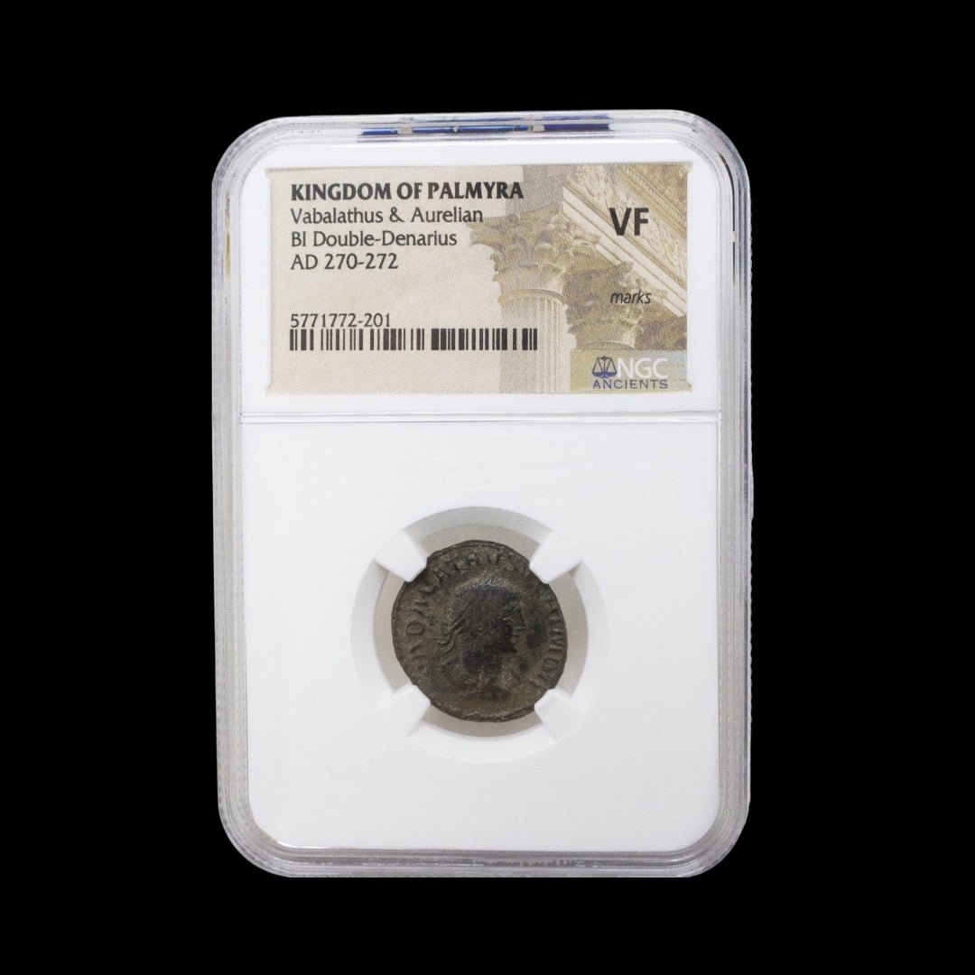 Ancient Roman Bronze Coin of Vabalathus and Emperor Aurelian (Rome and Palmyra United) - Kinzer Coins