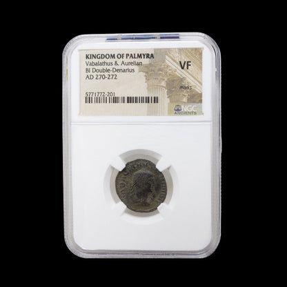 Ancient Roman Bronze Coin of Vabalathus and Emperor Aurelian (Rome and Palmyra United) - Kinzer Coins