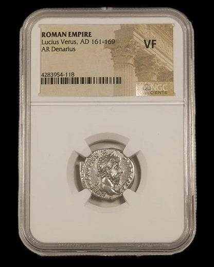 Ancient Roman Coin of Emperor Lucius Verus (Co - Emperor with Marcus Aurelius), NGC Certified - Kinzer Coins