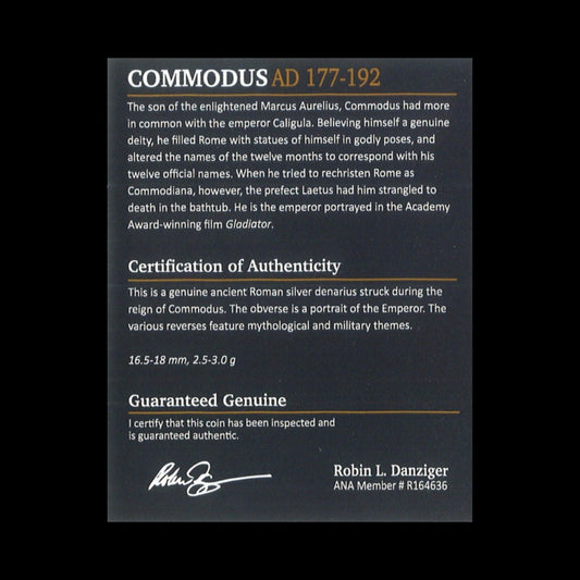 Ancient Roman Silver Coin of Emperor Commodus (Inspiration for Gladiator), NGC Certified - Kinzer Coins