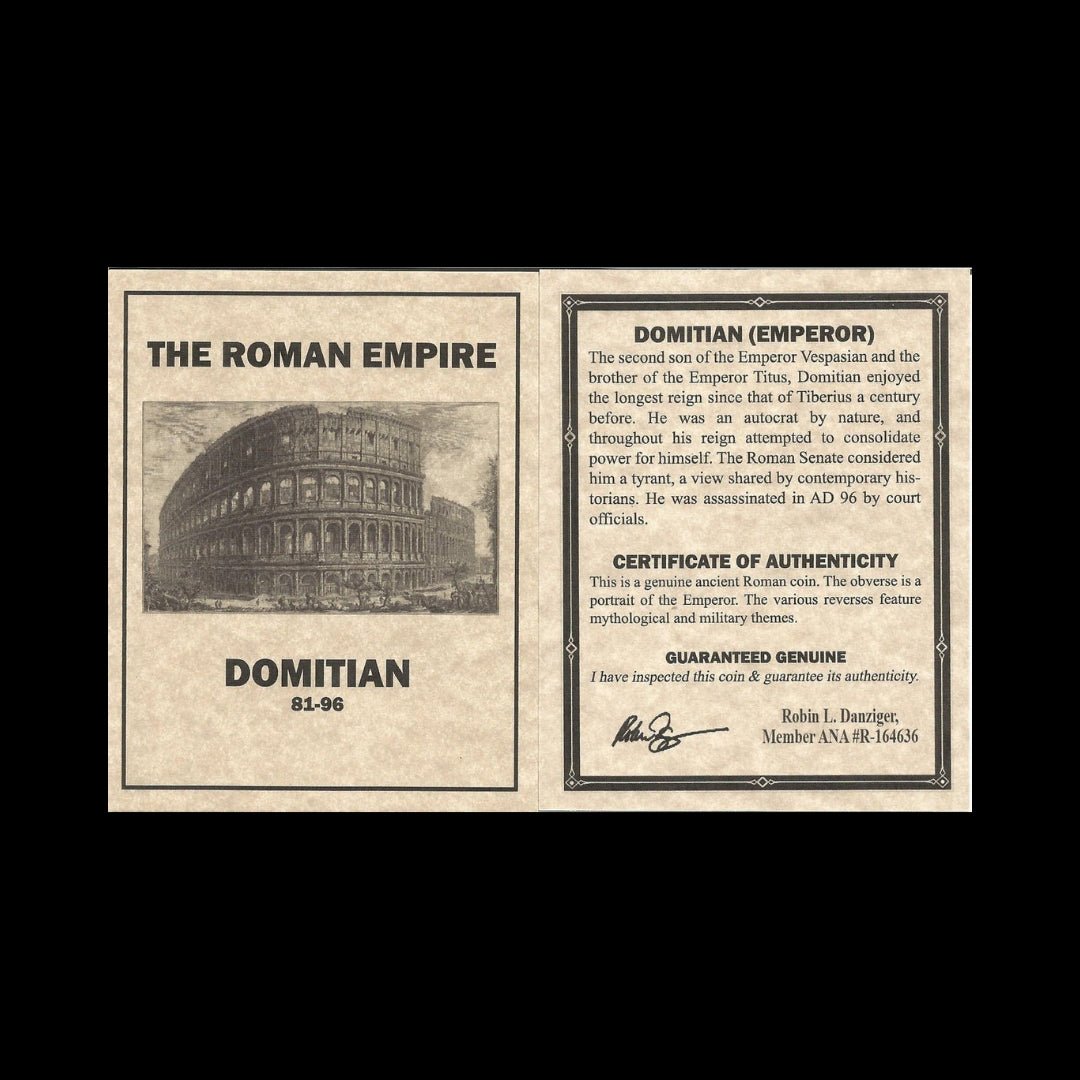 Ancient Roman Silver Coin of Emperor Domitian (Last Emperor of the Flavian Dynasty) - Kinzer Coins
