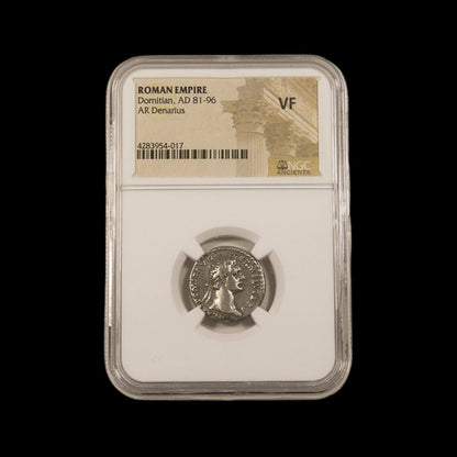 Ancient Roman Silver Coin of Emperor Domitian (Last Emperor of the Flavian Dynasty) - Kinzer Coins
