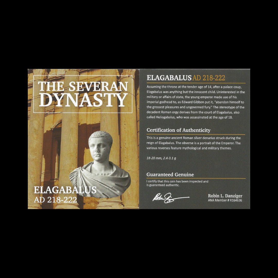 Ancient Roman Silver Coin of Emperor Elagabalus (Most Controversial Roman Emperor) - Kinzer Coins