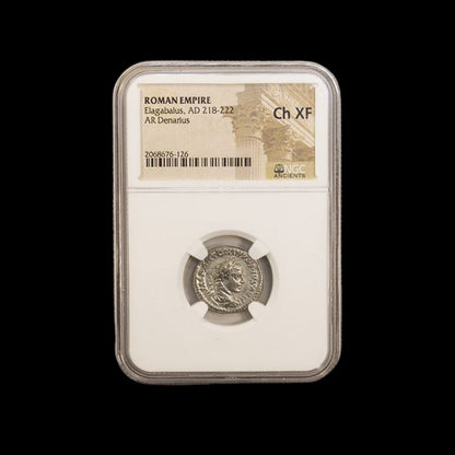 Ancient Roman Silver Coin of Emperor Elagabalus (Most Controversial Roman Emperor) - Kinzer Coins