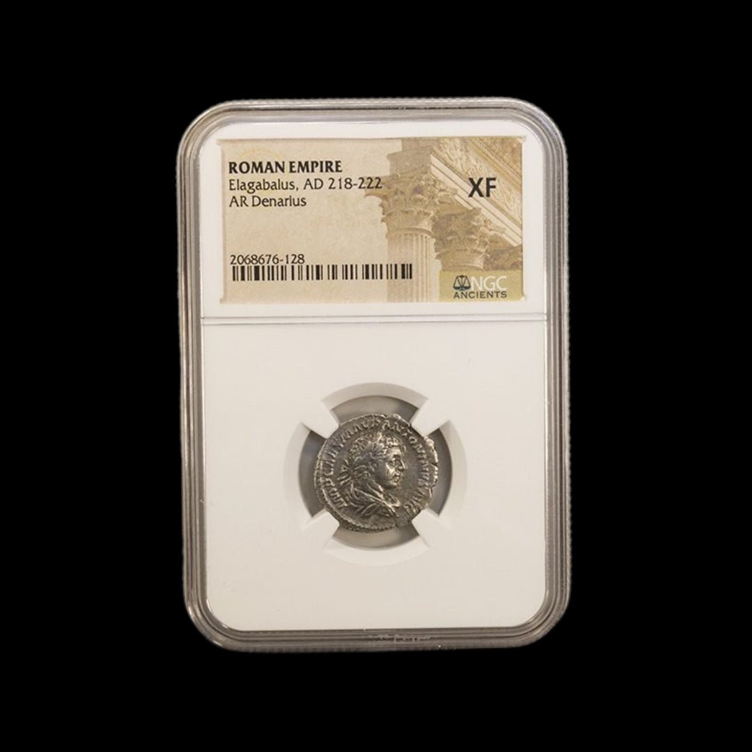 Ancient Roman Silver Coin of Emperor Elagabalus (Most Controversial Roman Emperor) - Kinzer Coins