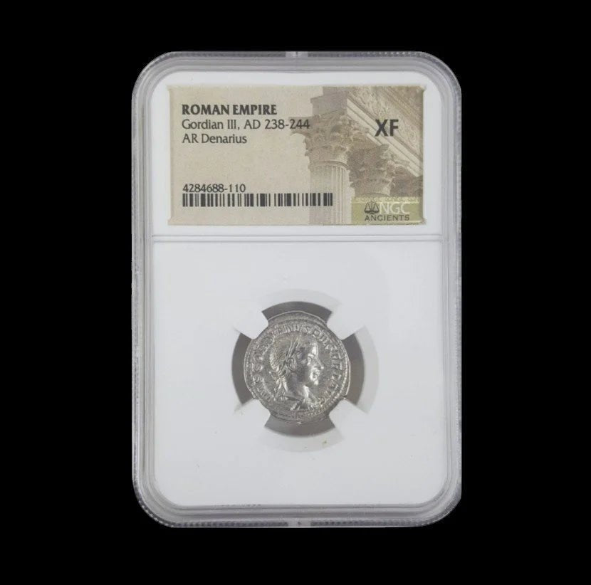 Ancient Roman Silver Coin of Emperor Gordian III (Teen Emperor of Rome) - Kinzer Coins