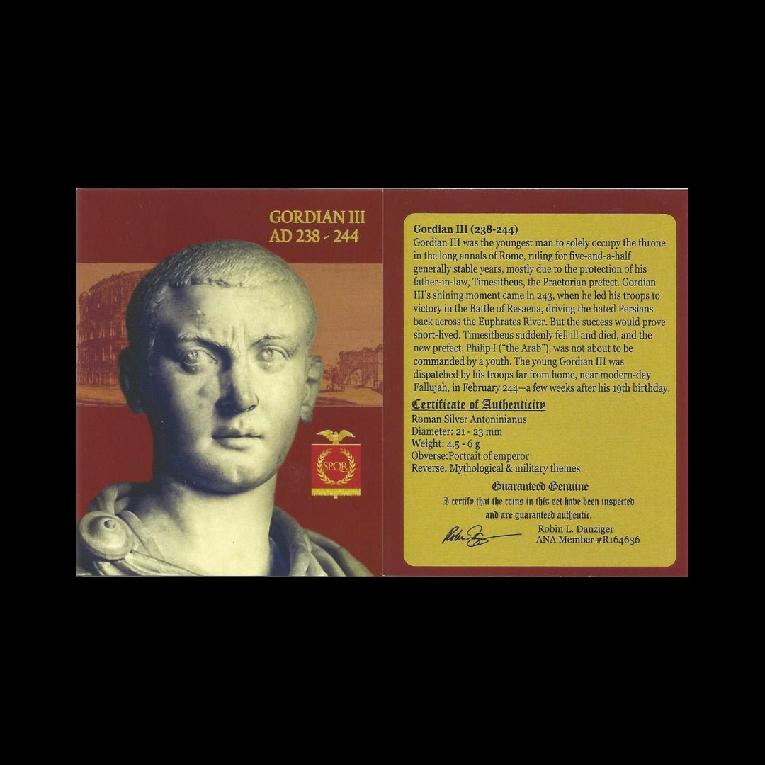 Ancient Roman Silver Coin of Emperor Gordian III (Teen Emperor of Rome) - Kinzer Coins