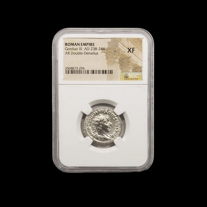 Ancient Roman Silver Coin of Emperor Gordian III (Youngest Roman Emperor) - Kinzer Coins
