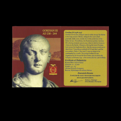 Ancient Roman Silver Coin of Emperor Gordian III (Youngest Roman Emperor) - Kinzer Coins