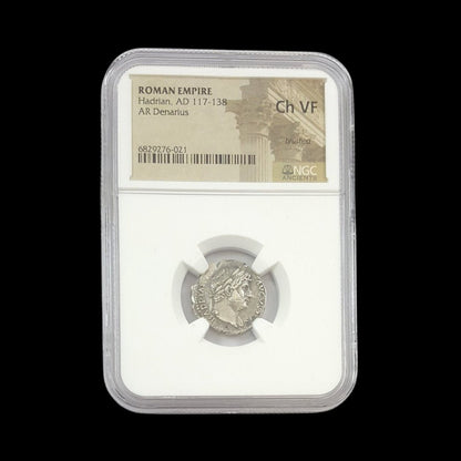 Ancient Roman Silver Coin of Emperor Hadrian (Builder of Hadrian’s Wall) - Kinzer Coins