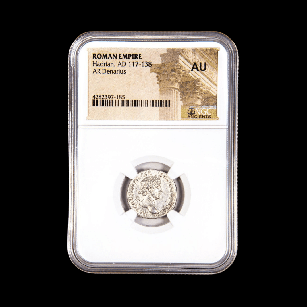 Ancient Roman Silver Coin of Emperor Hadrian (Builder of Hadrian’s Wall) - Kinzer Coins