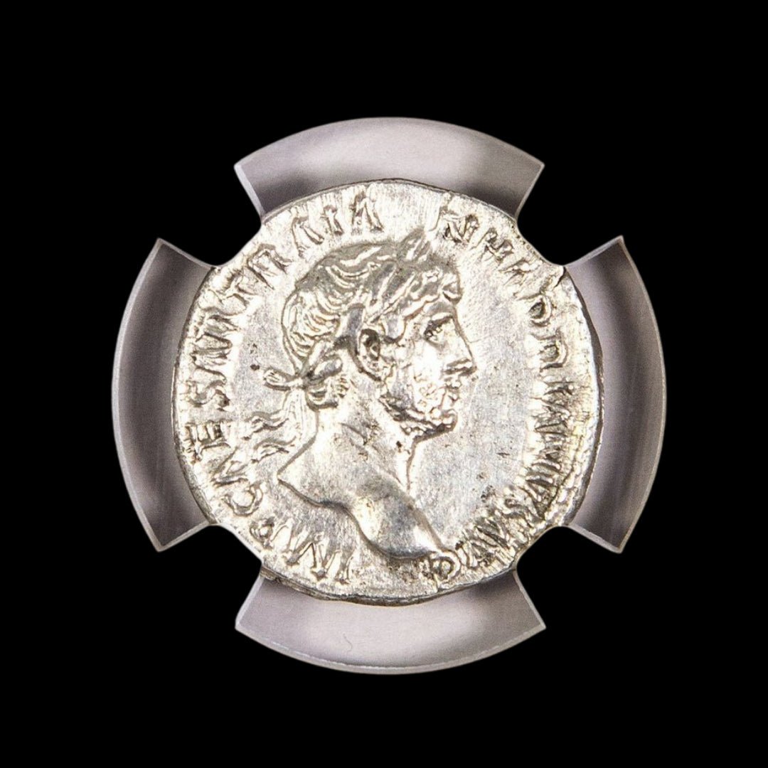 Ancient Roman Silver Coin of Emperor Hadrian (Builder of Hadrian’s Wall) - Kinzer Coins