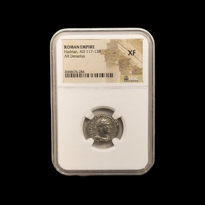 Ancient Roman Silver Coin of Emperor Hadrian (Builder of Hadrian’s Wall) - Kinzer Coins