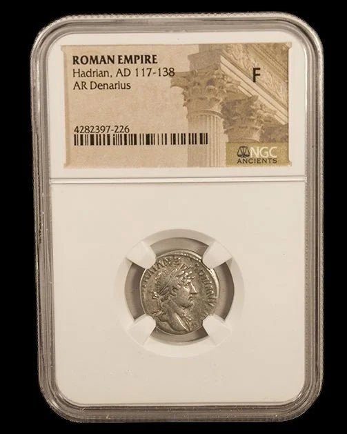 Ancient Roman Silver Coin of Emperor Hadrian (Builder of Hadrian’s Wall) - Kinzer Coins