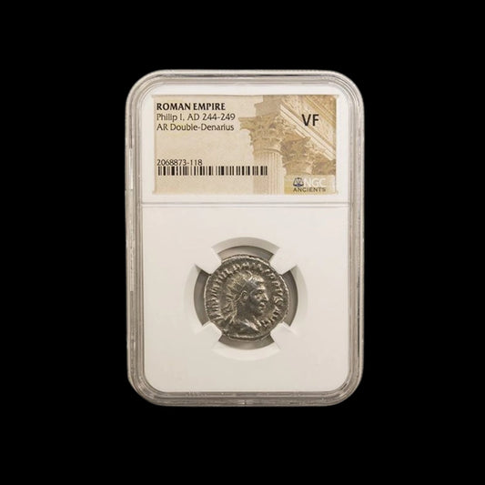 Ancient Roman Silver Coin of Emperor Philip I (Rome’s 1,000th Anniversary Emperor), NGC Certified - Kinzer Coins