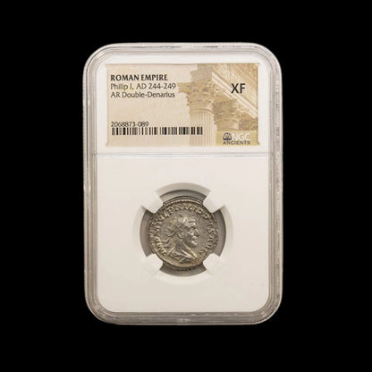 Ancient Roman Silver Coin of Emperor Philip I (Rome’s 1,000th Anniversary Emperor), NGC Certified - Kinzer Coins