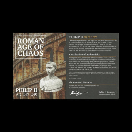 Ancient Roman Silver Coin of Emperor Philip II (Imperial Son Raised to the Throne) - Kinzer Coins