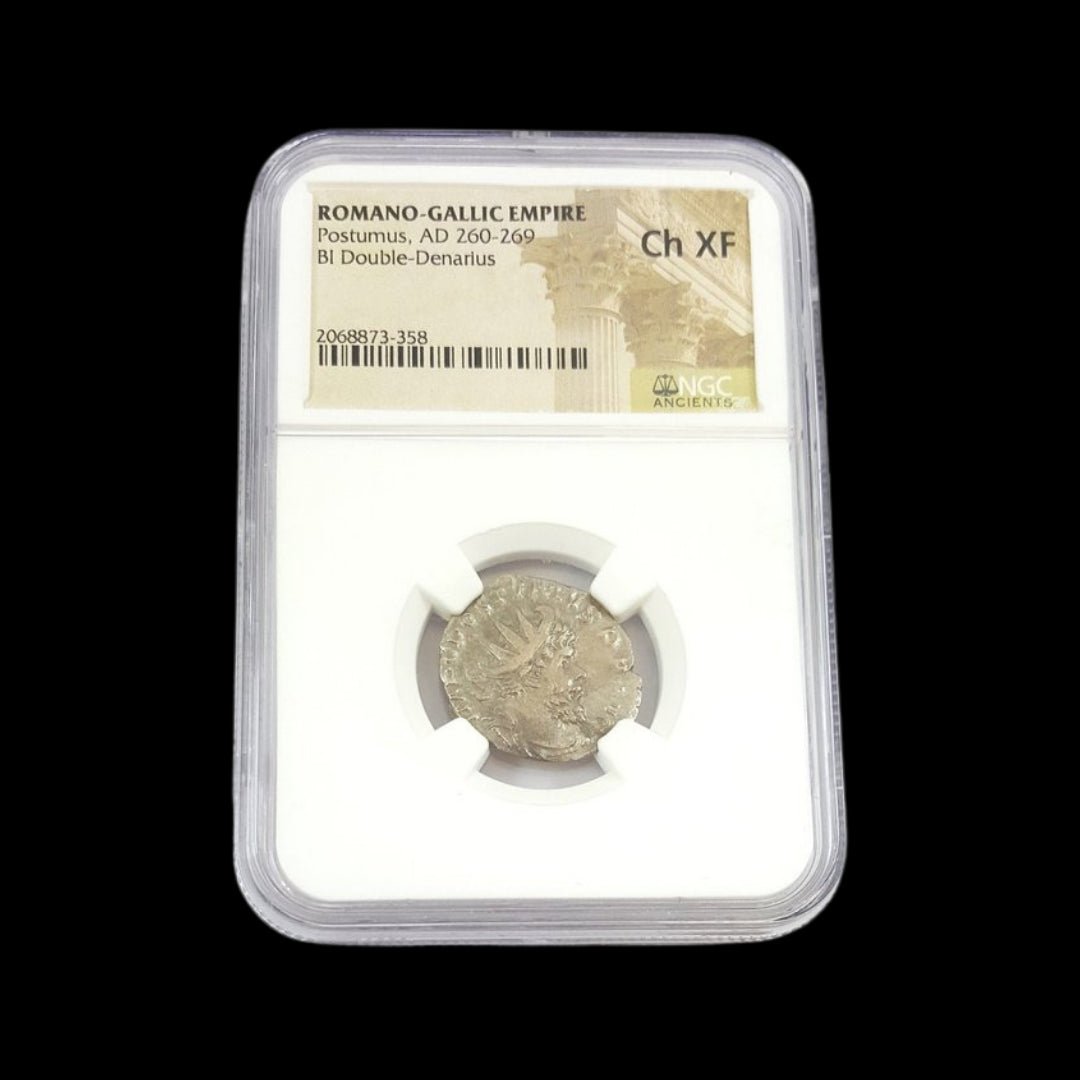 Ancient Roman Silver Coin of Emperor Postumus (Founder of the Gallic Empire) - Kinzer Coins