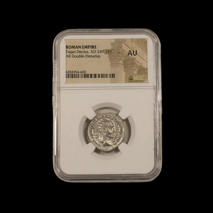 Ancient Roman Silver Coin of Emperor Trajan Decius (Defender of Traditional Rome), NGC Certified - Kinzer Coins