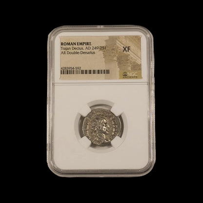 Ancient Roman Silver Coin of Emperor Trajan Decius (Defender of Traditional Rome), NGC Certified - Kinzer Coins