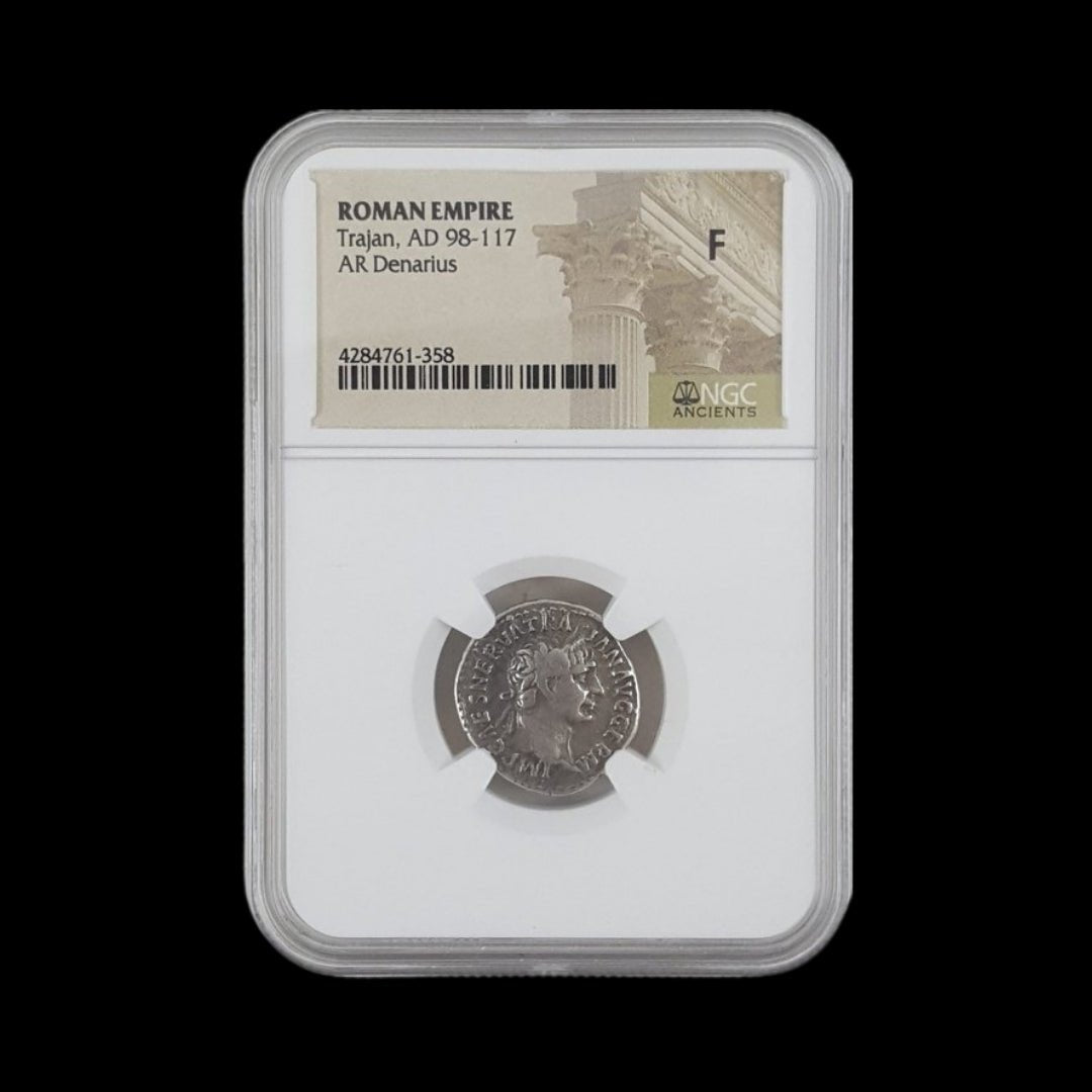 Ancient Roman Silver Coin of Emperor Trajan (Ruler at the Height of Rome’s Power) - Kinzer Coins