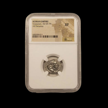Ancient Roman Silver Coin of Emperor Vespasian (Founder of the Flavian Dynasty) - Kinzer Coins