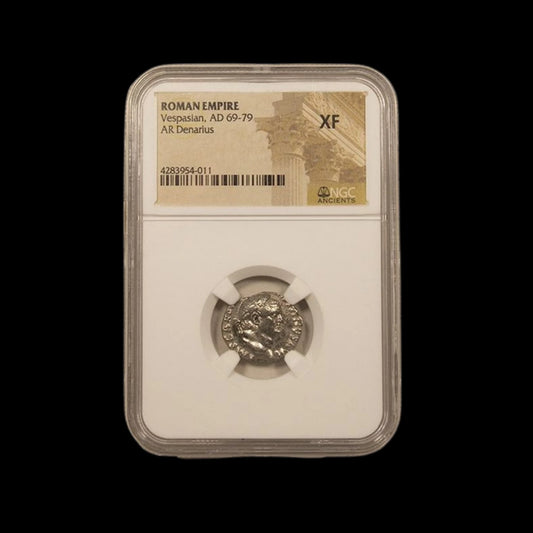 Ancient Roman Silver Coin of Emperor Vespasian (Founder of the Flavian Dynasty) - Kinzer Coins