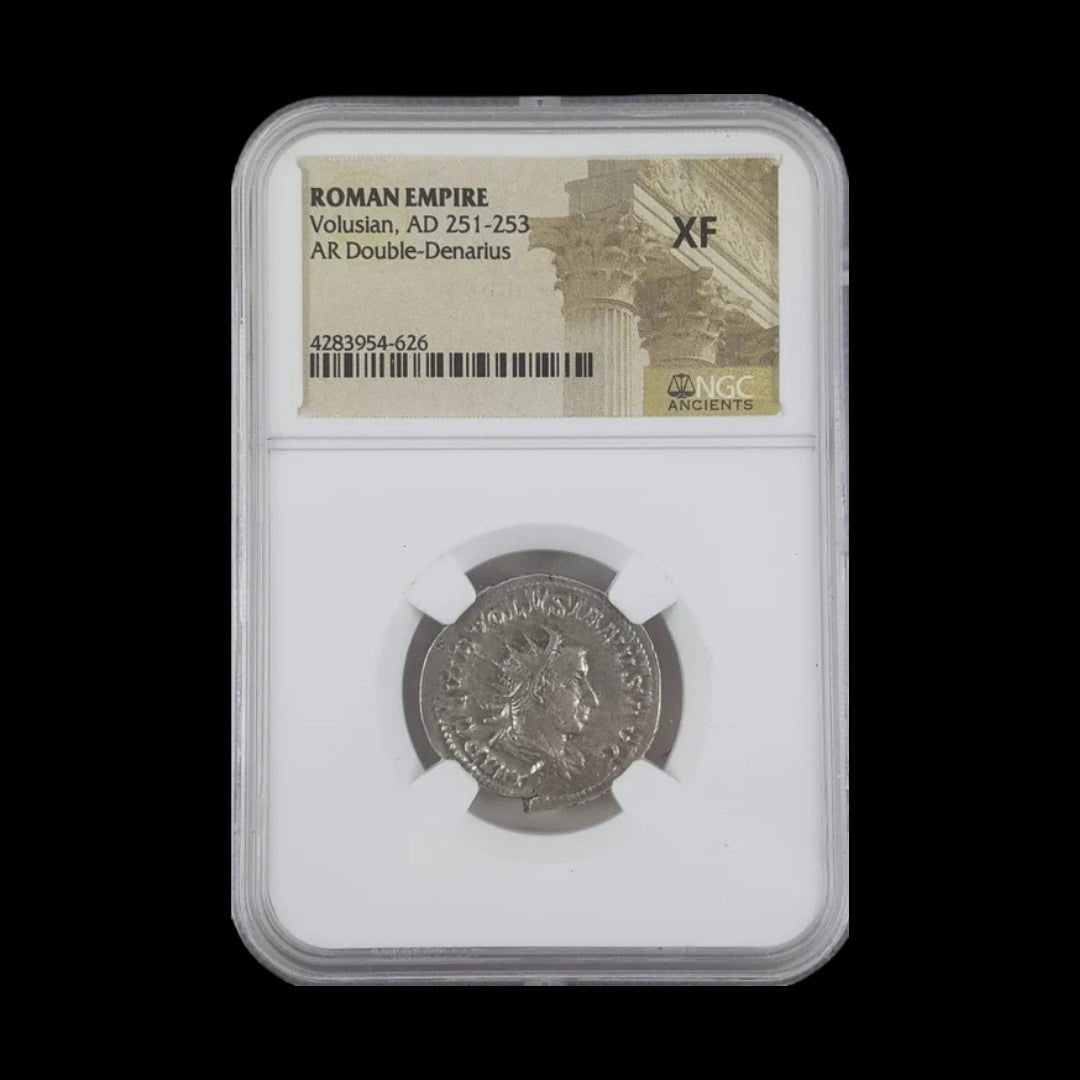 Ancient Roman Silver Coin of Emperor Volusian (Son of Emperor Trebonianus Gallus) - Kinzer Coins