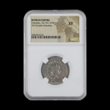 Ancient Roman Silver Coin of Emperor Volusian (Son of Emperor Trebonianus Gallus) - Kinzer Coins