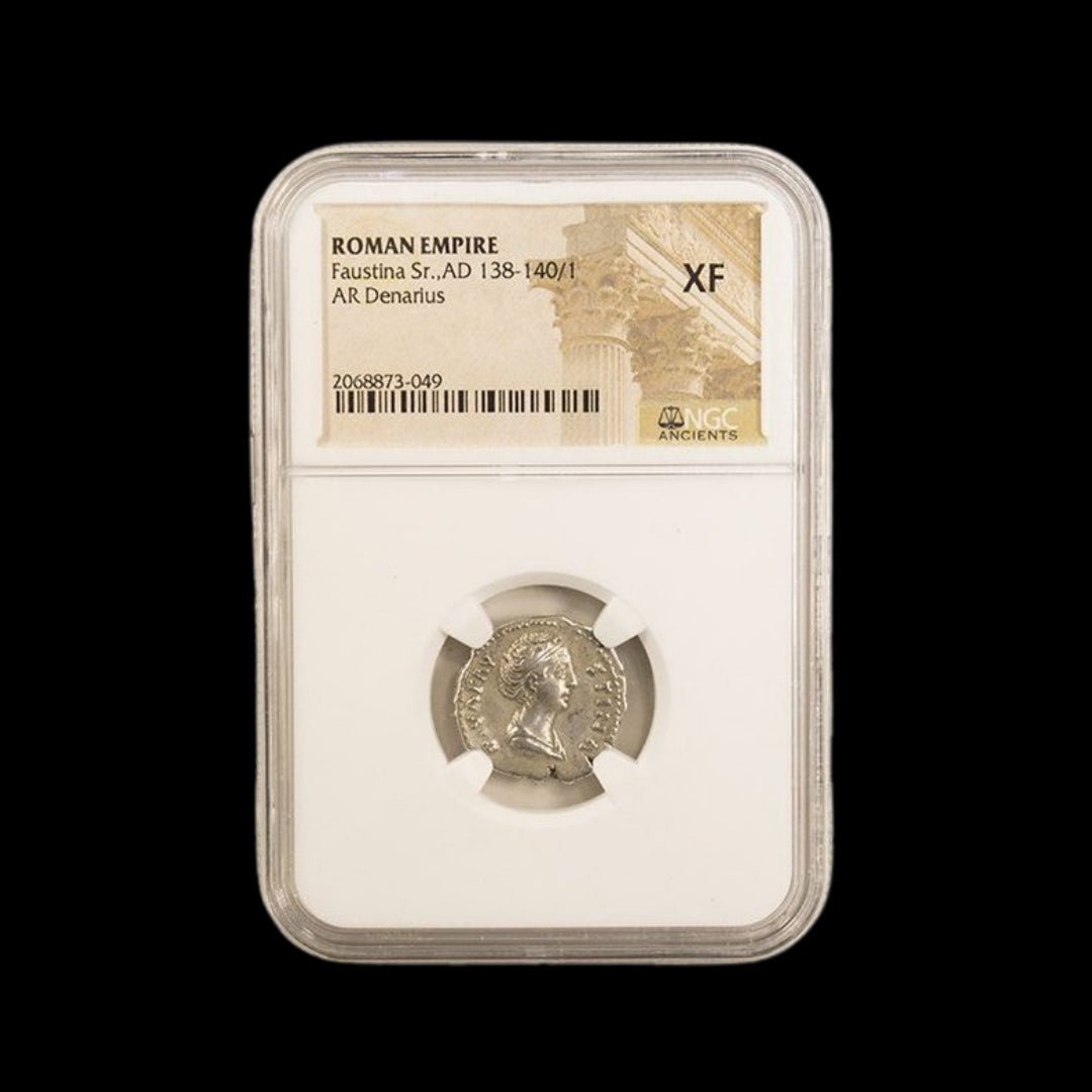 Ancient Roman Silver Coin of Empress Faustina the Elder (Wife of Emperor Antoninus Pius) - Kinzer Coins