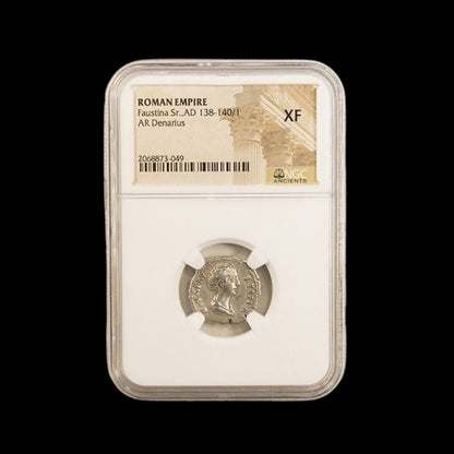 Ancient Roman Silver Coin of Empress Faustina the Elder (Wife of Emperor Antoninus Pius) - Kinzer Coins