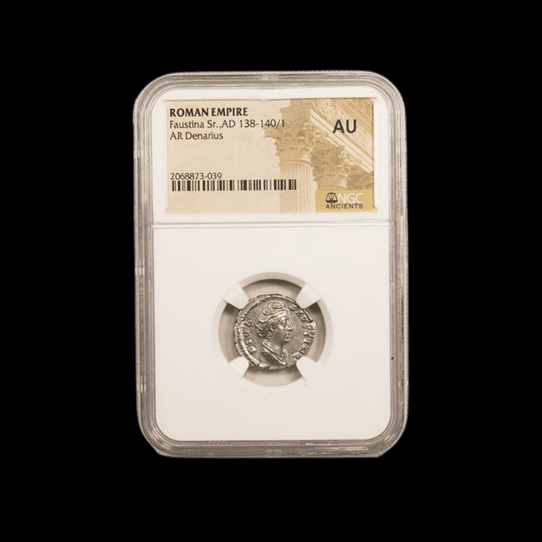 Ancient Roman Silver Coin of Empress Faustina the Elder (Wife of Emperor Antoninus Pius) - Kinzer Coins