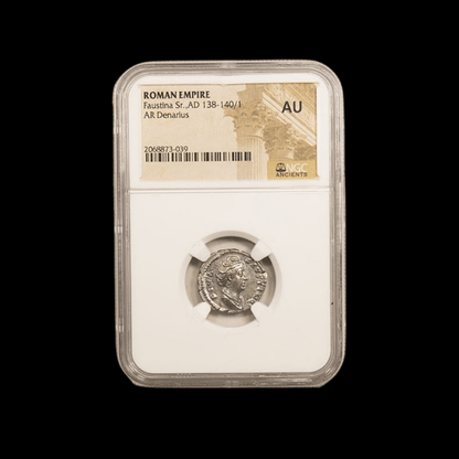 Ancient Roman Silver Coin of Empress Faustina the Elder (Wife of Emperor Antoninus Pius) - Kinzer Coins