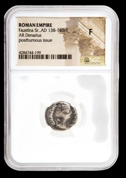 Ancient Roman Silver Coin of Empress Faustina the Elder (Wife of Emperor Antoninus Pius) - Kinzer Coins